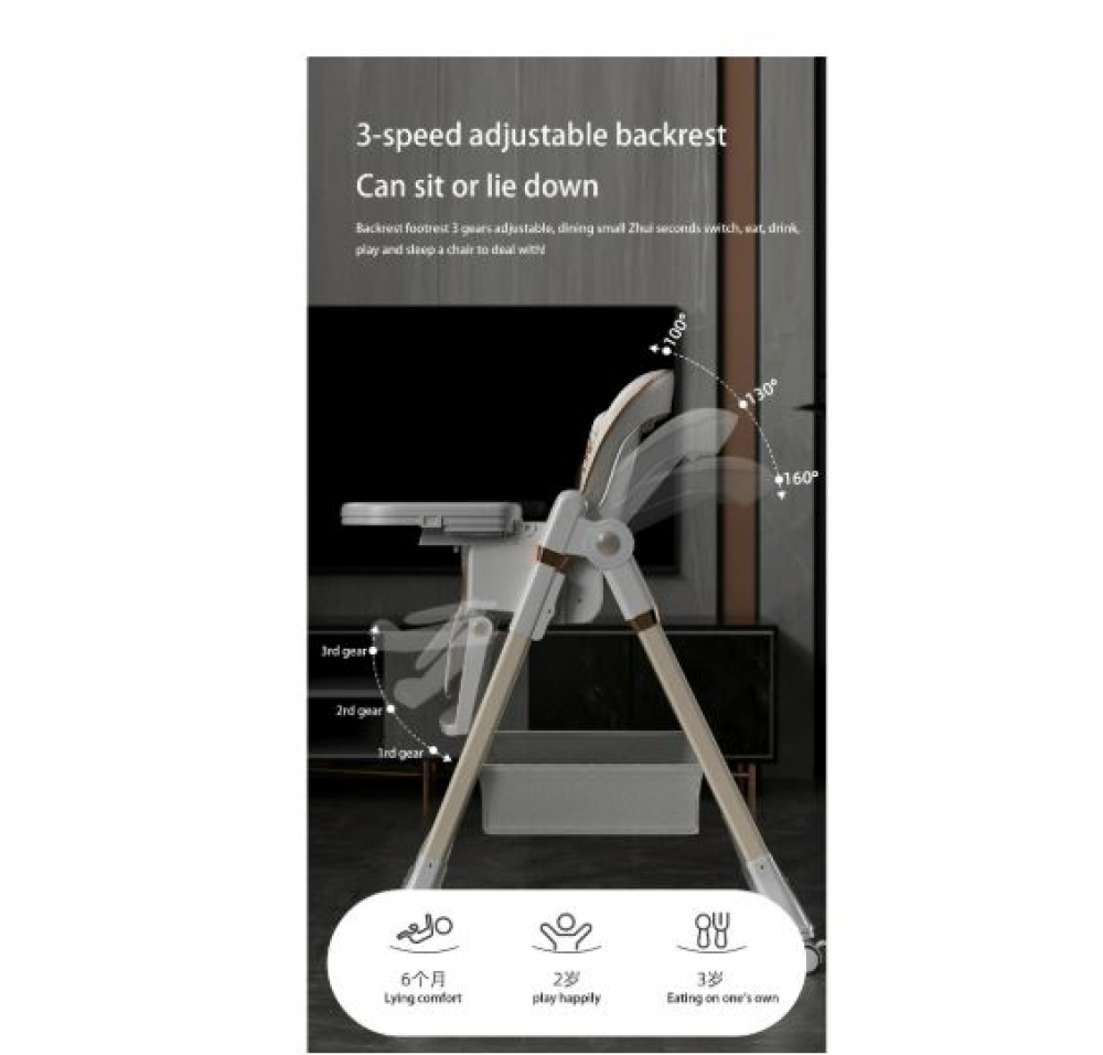 Baby Feeding Chairs,4 Wheels Baby Portable Folding Dining Chairs with Adjustable Height for Suitable for Kids and Toddlers.