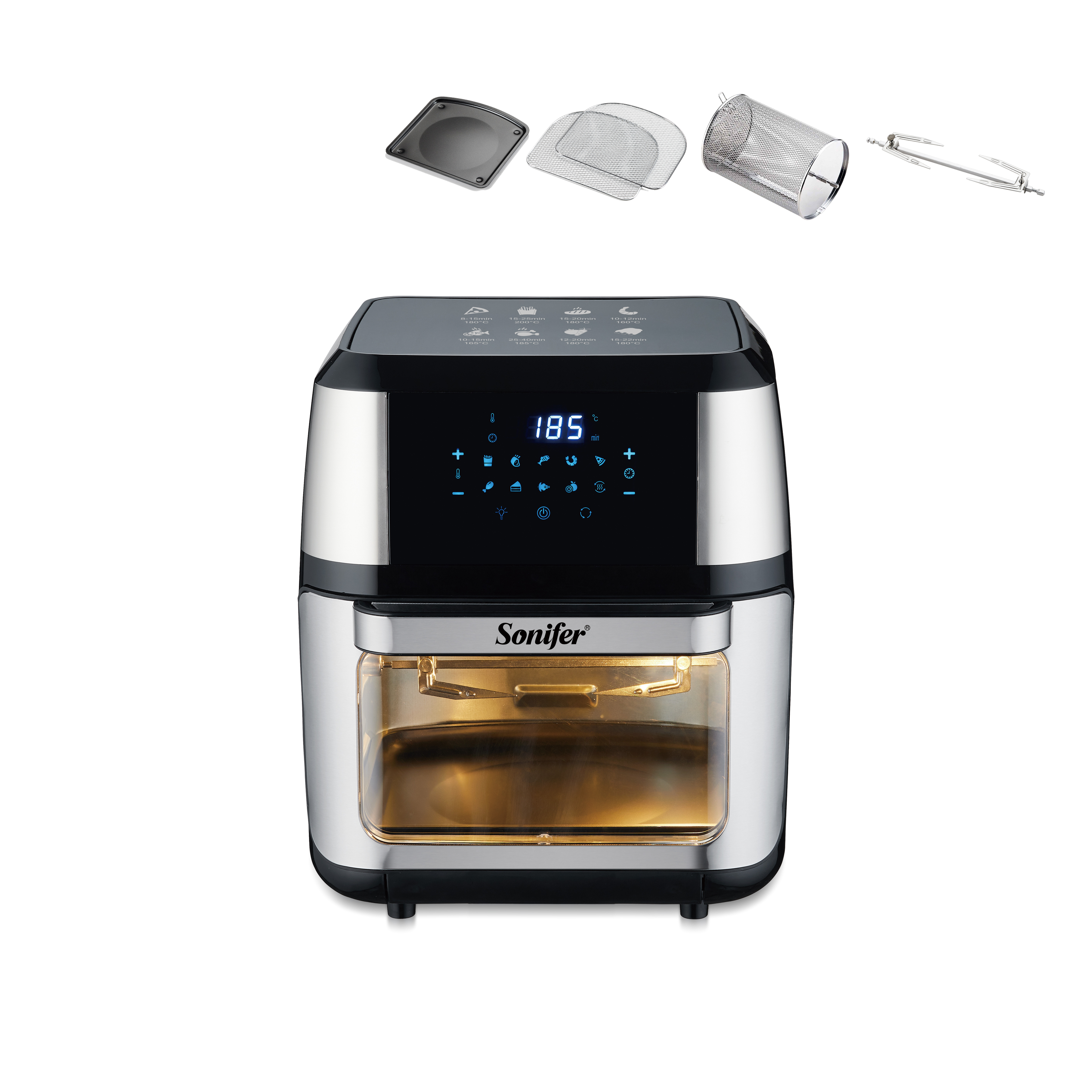 Sonifer SF-1016 Hot Selling Kitchen 1800W 12L Large Capacity Multifunctional Automatic Digital Touch Screen Smart Menu air Fryer